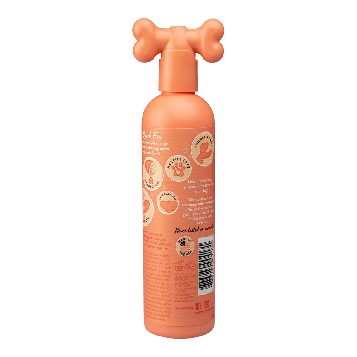 2-i-1 schampo och balsam Pet Head Quick Fix Persika